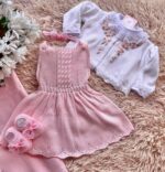 Saída Giovana com Bordado à mão - Rosa Bebê