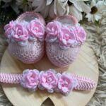 Sapatinho e Faixinha Jasmine - Rosa Bebê