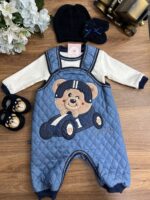 Jardineira Orelha Azul marinho