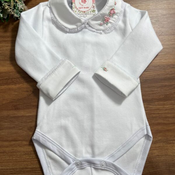 Body Rococó Lateral - Rosa Bebê com Rosê promoção