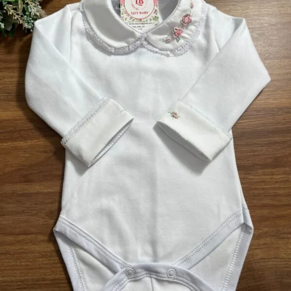 Body Rococó Lateral - Rosa Bebê com Rosê promoção