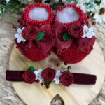 Sapatinho e Faixinha Flora - Vermelho