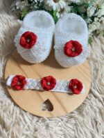 Sapatinho e Faixinha Fabi - Branco com Vermelho - Imagem 3