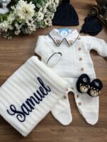 Saída Théo - Branca " Personalizada azul marinho "
